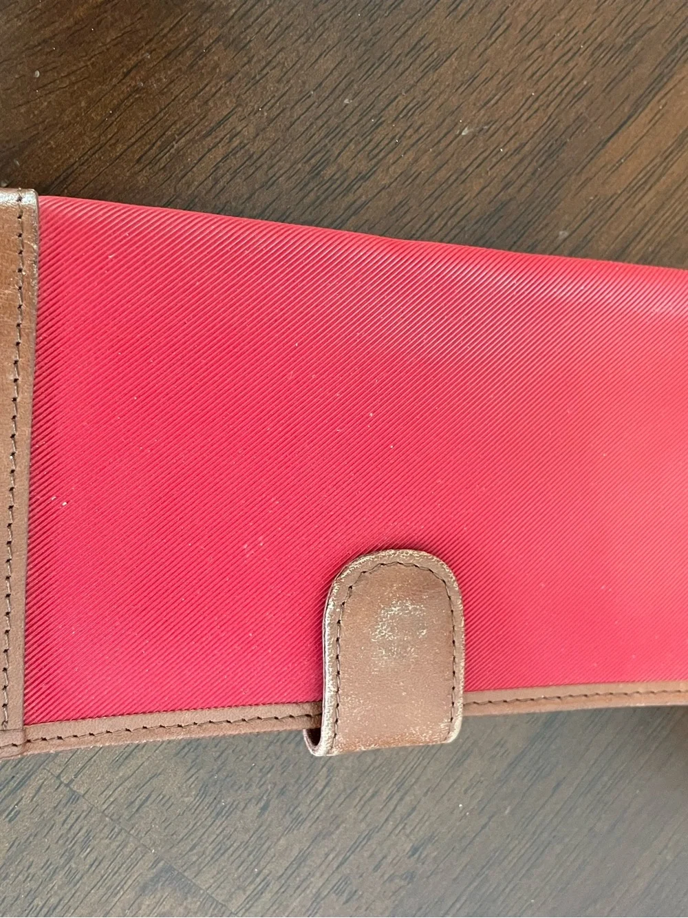 Calvin Klein Red Wallet with Brown Leather Trim
